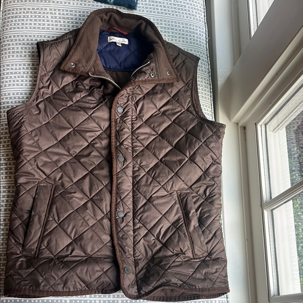 Peter Millar Brown Quilted Vest with Diamond Pattern